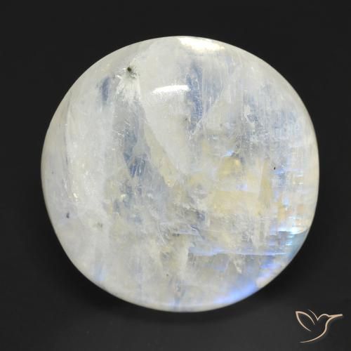 Pietra di luna arcobaleno Bianco bluastro naturale da 17.63 ct, Rotondo, Trasparente