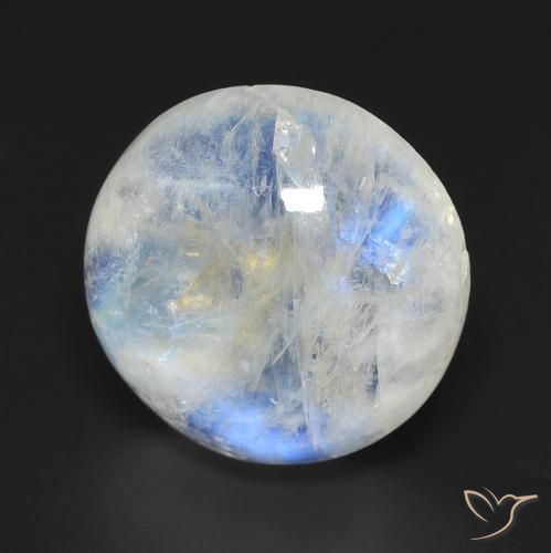 Pietra di luna arcobaleno Bianco bluastro naturale da 10.76 ct, Rotondo, Trasparente