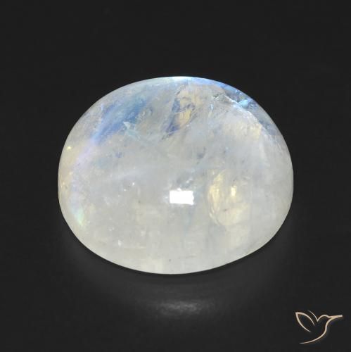 Pietra di luna arcobaleno Bianco bluastro naturale da 10.76 ct, Rotondo, Trasparente