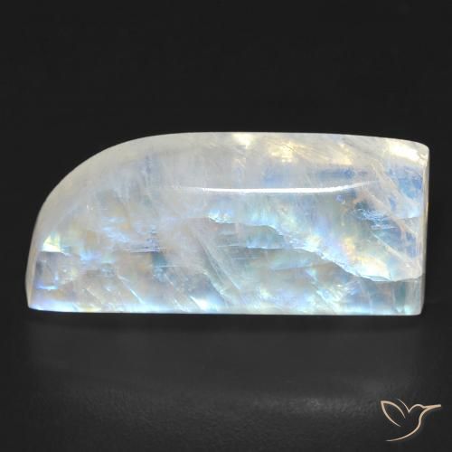 14.33ct Naturale Bianco bluastro Pietra di luna arcobaleno, Taglio a fantasia, Trasparente
