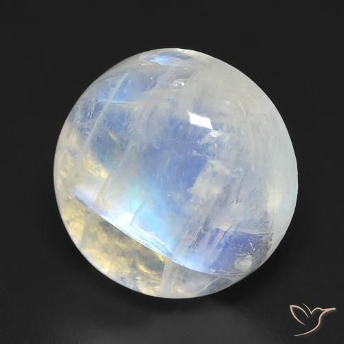 Pietra di luna arcobaleno Bianco bluastro naturale da 11.49 ct, Rotondo, Trasparente