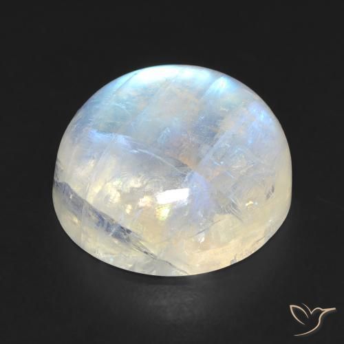 Pietra di luna arcobaleno Bianco bluastro naturale da 11.49 ct, Rotondo, Trasparente