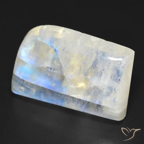 Pietra di luna arcobaleno Bianco bluastro naturale da 20.62 ct, Taglio a fantasia, Trasparente