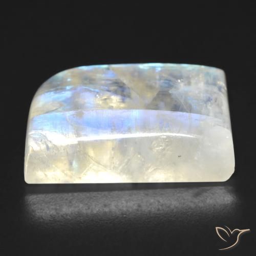Pietra di luna arcobaleno Bianco bluastro naturale da 20.62 ct, Taglio a fantasia, Trasparente