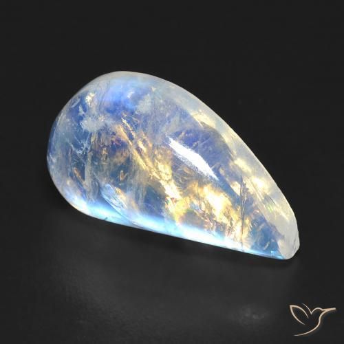 8.58ct Naturale Bianco bluastro Pietra di luna arcobaleno, Taglio a fantasia, Trasparente