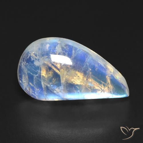 Pietra di luna arcobaleno Bianco bluastro naturale da 8.58 ct, Taglio a fantasia, Trasparente