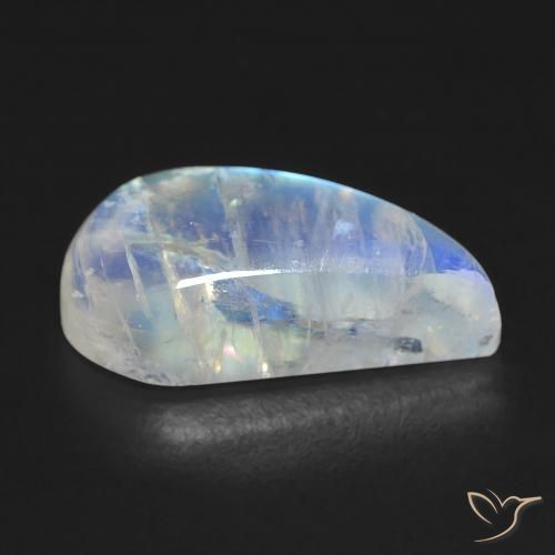 Pietra di luna arcobaleno Bianco bluastro naturale da 8.58 ct, Taglio a fantasia, Trasparente