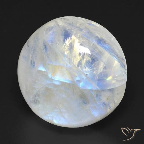 19.04ct Naturale Bianco bluastro Pietra di luna arcobaleno, Rotondo, Trasparente
