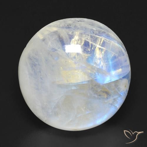 Pietra di luna arcobaleno Bianco bluastro naturale da 19.04 ct, Rotondo, Trasparente