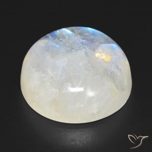 Pietra di luna arcobaleno Bianco bluastro naturale da 19.04 ct, Rotondo, Trasparente