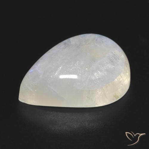 Pietra di luna arcobaleno Bianco bluastro naturale da 12.19 ct, Forma a pera, Trasparente