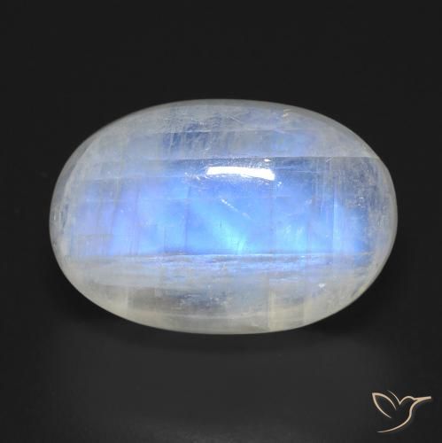 14.30ct Naturale Bianco bluastro Pietra di luna arcobaleno, Ovale, Trasparente