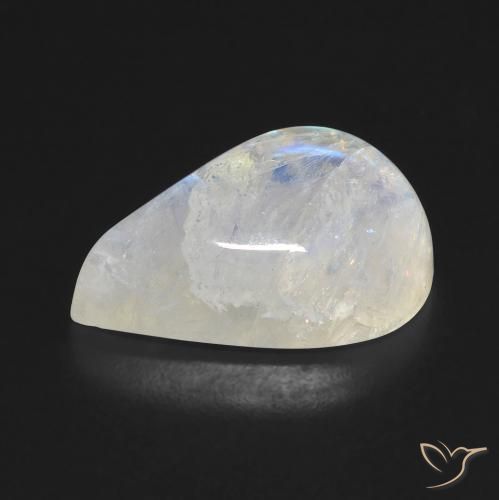 Pietra di luna arcobaleno Bianco bluastro naturale da 10.00 ct, Forma a pera, Trasparente