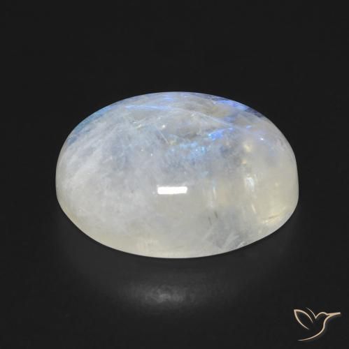 Pietra di luna arcobaleno Bianco bluastro naturale da 12.18 ct, Ovale, Trasparente