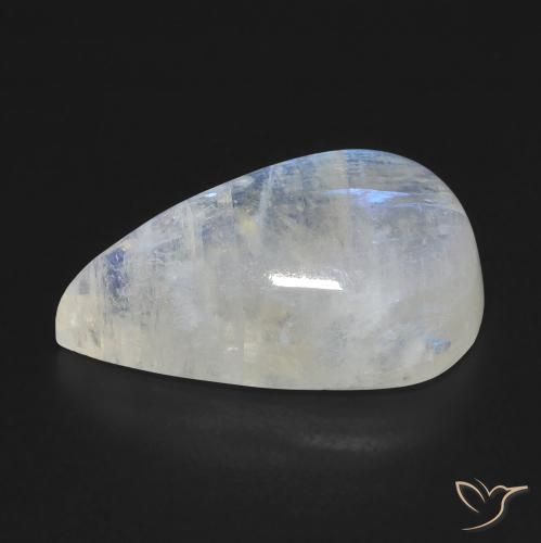Pietra di luna arcobaleno Bianco bluastro naturale da 11.21 ct, Forma a pera, Trasparente
