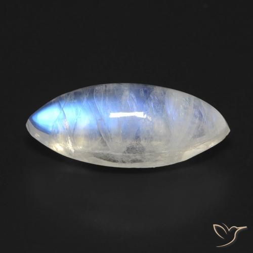 5.72ct Naturale Bianco bluastro Pietra di luna arcobaleno, Taglio marquise, Trasparente