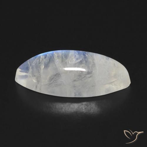Pietra di luna arcobaleno Bianco bluastro naturale da 5.72 ct, Taglio marquise, Trasparente