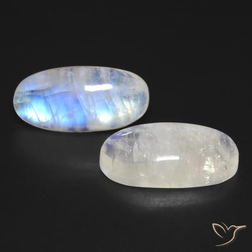 Gemme di Pietra di luna arcobaleno Bianco bluastro naturale da 25.93 ct, Ovale, Trasparente