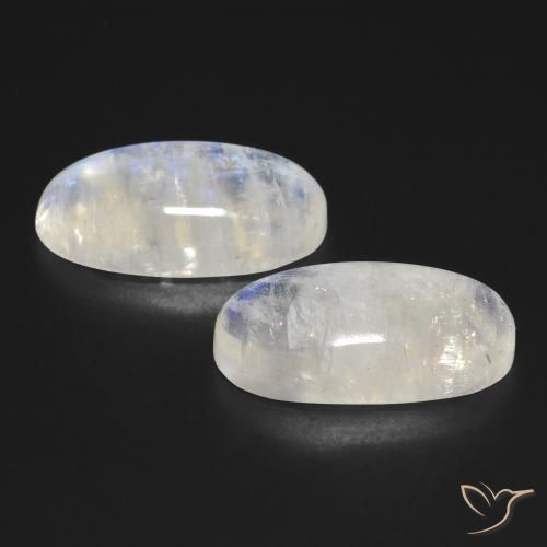 Gemme di Pietra di luna arcobaleno Bianco bluastro naturale da 25.93 ct, Ovale, Trasparente