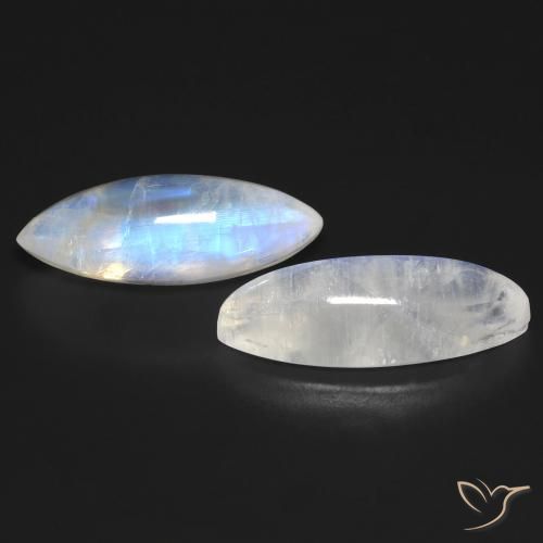 Gemme di Pietra di luna arcobaleno Bianco bluastro naturale da 18.77 ct, Taglio marquise, Trasparente