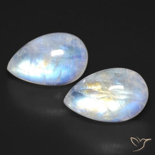 18.38ctw Naturale Bianco bluastro Pietra di luna arcobaleno, Forma a pera, Trasparente
