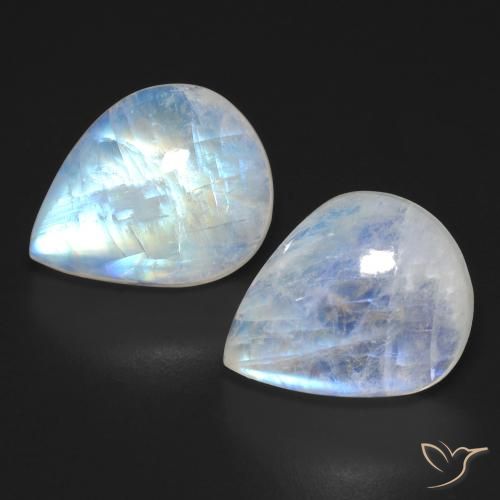 20.52ctw Naturale Bianco bluastro Pietra di luna arcobaleno, Forma a pera, Trasparente