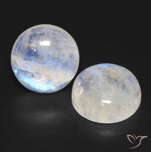 Gemme di Pietra di luna arcobaleno Bianco bluastro naturale da 23.45 ct, Rotondo, Trasparente