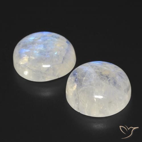 Gemme di Pietra di luna arcobaleno Bianco bluastro naturale da 23.45 ct, Rotondo, Trasparente