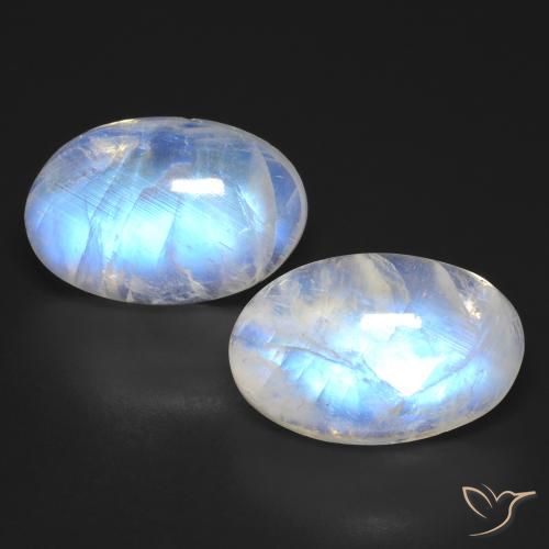 25.23ctw Naturale Bianco bluastro Pietra di luna arcobaleno, Ovale, Trasparente
