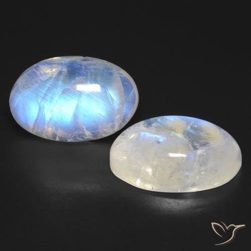 Gemme di Pietra di luna arcobaleno Bianco bluastro naturale da 25.23 ct, Ovale, Trasparente