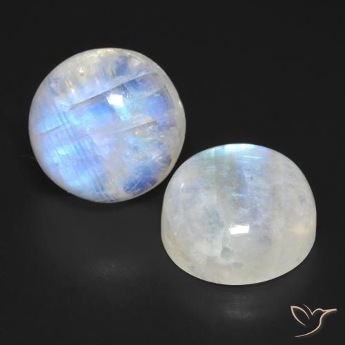 Gemme di Pietra di luna arcobaleno Bianco bluastro naturale da 28.22 ct, Rotondo, Trasparente