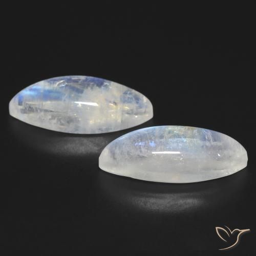 Gemme di Pietra di luna arcobaleno Bianco bluastro naturale da 13.84 ct, Taglio marquise, Trasparente
