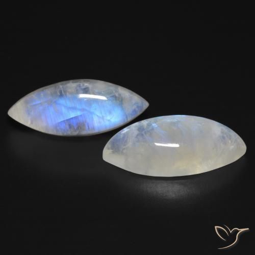 Gemme di Pietra di luna arcobaleno Bianco bluastro naturale da 17.95 ct, Taglio marquise, Trasparente