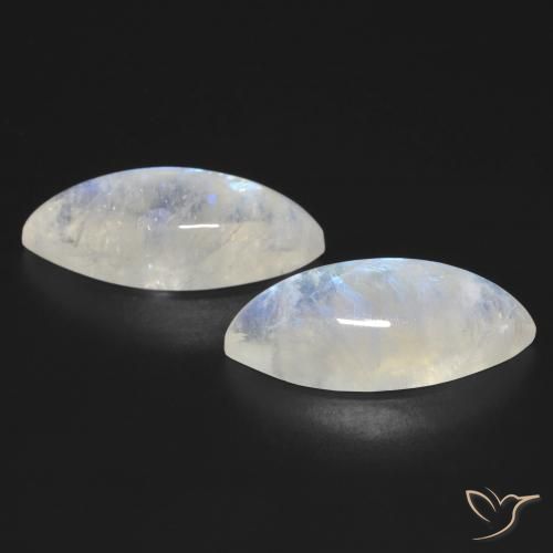 Gemme di Pietra di luna arcobaleno Bianco bluastro naturale da 17.95 ct, Taglio marquise, Trasparente