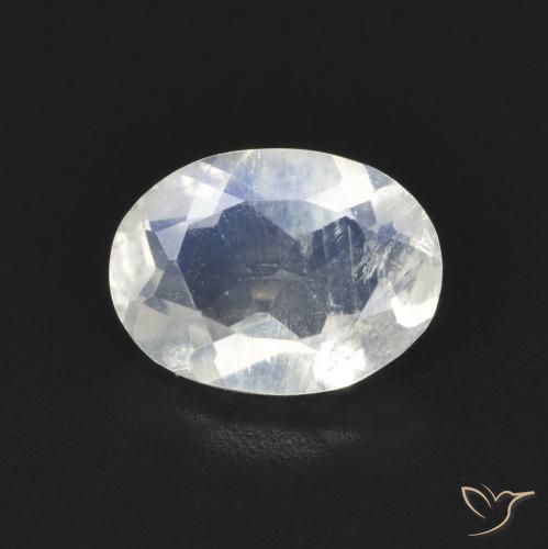 1.09ct Naturale Bianco bluastro Pietra di luna arcobaleno, Ovale, Trasparente