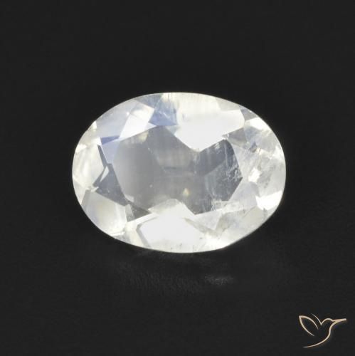 Pietra di luna arcobaleno Bianco bluastro naturale da 1.09 ct, Ovale, Trasparente
