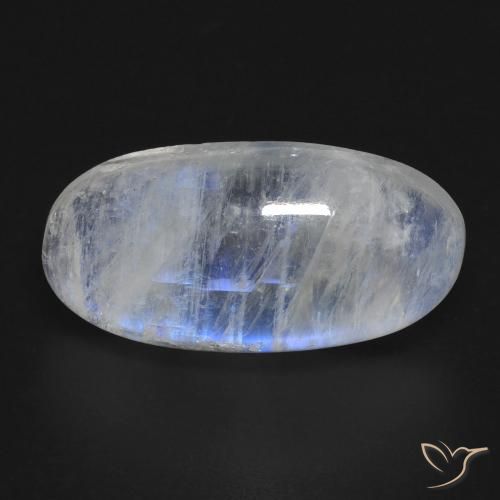 13.57ct Naturale Bianco bluastro Pietra di luna arcobaleno, Ovale, Trasparente