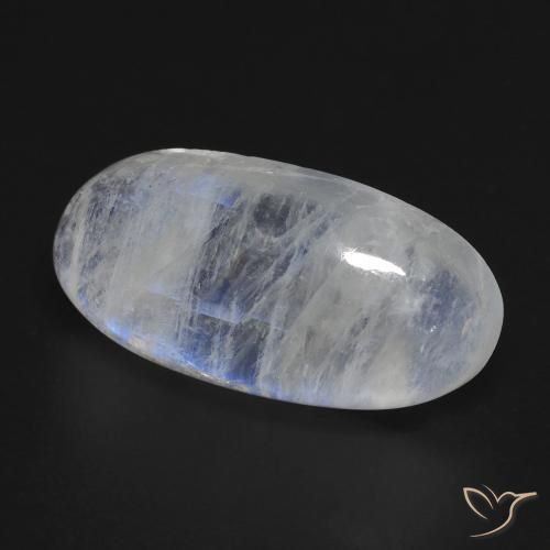 Pietra di luna arcobaleno Bianco bluastro naturale da 13.57 ct, Ovale, Trasparente