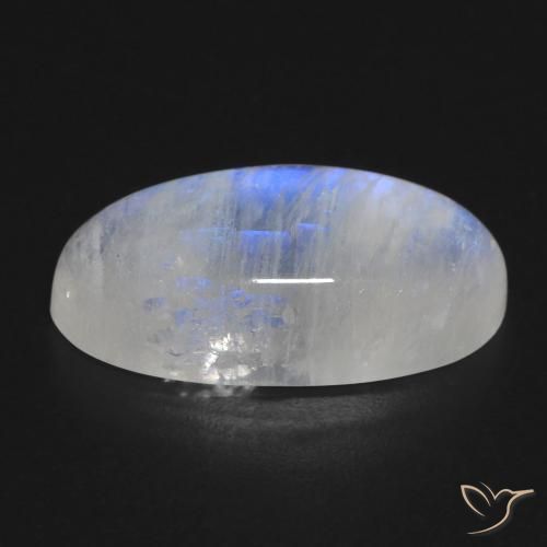 Pietra di luna arcobaleno Bianco bluastro naturale da 13.57 ct, Ovale, Trasparente