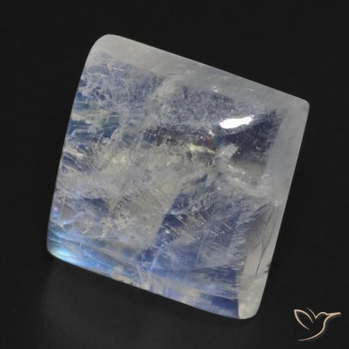 Pietra di luna arcobaleno Bianco bluastro naturale da 10.41 ct, Quadrato, Trasparente