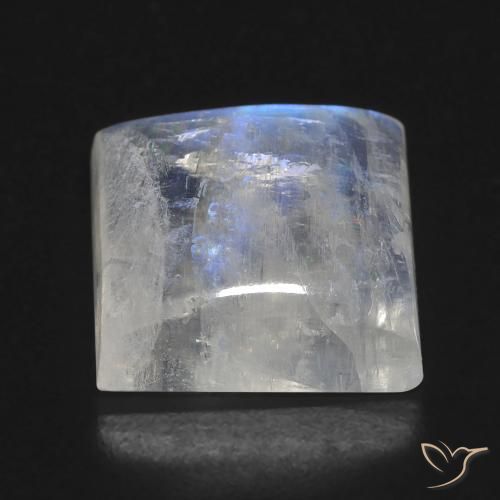 Pietra di luna arcobaleno Bianco bluastro naturale da 10.41 ct, Quadrato, Trasparente