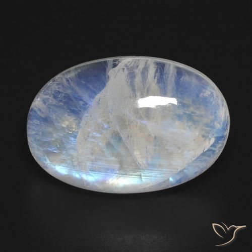 18.43ct Naturale Bianco bluastro Pietra di luna arcobaleno, Ovale, Trasparente