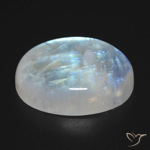 Pietra di luna arcobaleno Bianco bluastro naturale da 27.24 ct, Ovale, Trasparente