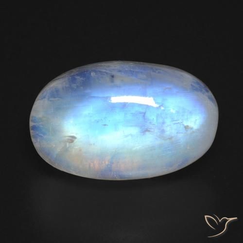 Pietra di luna arcobaleno naturale bianco da 15,84 ct, taglio ovale, trasparente