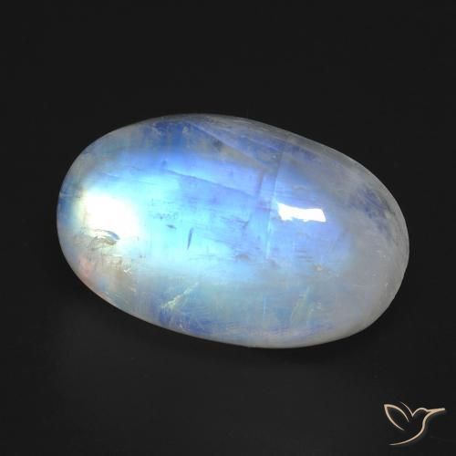 Pietra di luna arcobaleno naturale bianco da 15,84 ct, taglio ovale, trasparente