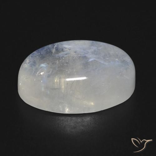 Pietra di luna arcobaleno naturale bianco da 15,84 ct, taglio ovale, trasparente