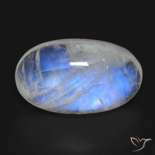 Pietra di luna arcobaleno naturale bianco da 17,81 ct, taglio ovale, trasparente