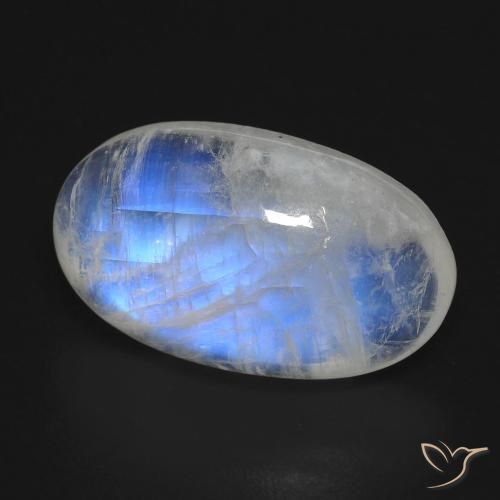 Pietra di luna arcobaleno naturale bianco da 17,81 ct, taglio ovale, trasparente