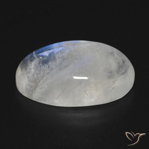 Pietra di luna arcobaleno naturale bianco da 17,81 ct, taglio ovale, trasparente