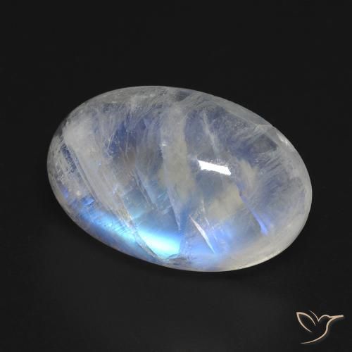Pietra di luna arcobaleno Bianco bluastro naturale da 14.99 ct, Ovale, Trasparente